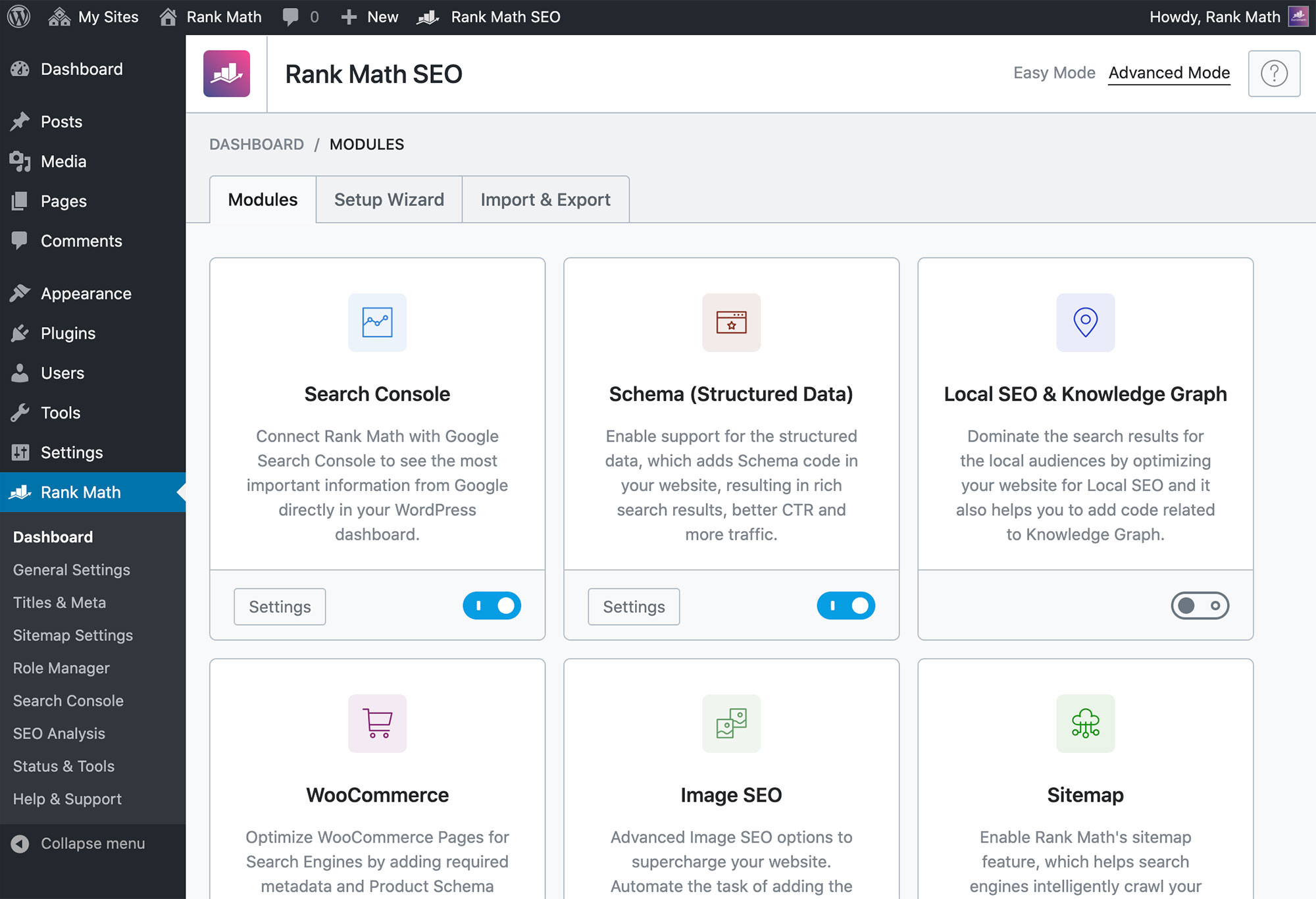 Rank Math Dashboard