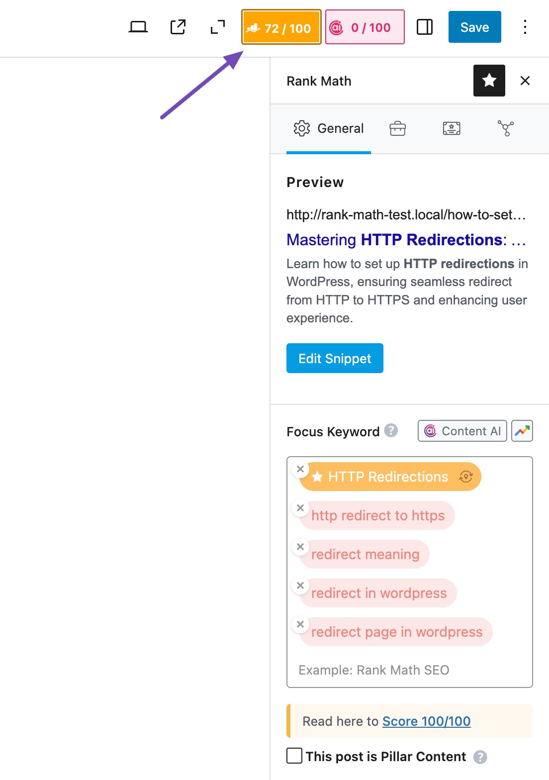 Rank Math SEO Score
